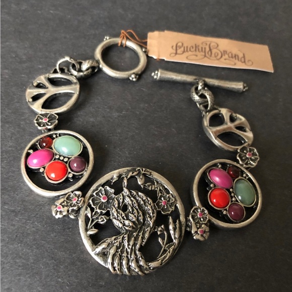 Lucky Brand peacock with peace sign bracelet vintage jewelry new with tags - Picture 3 of 4